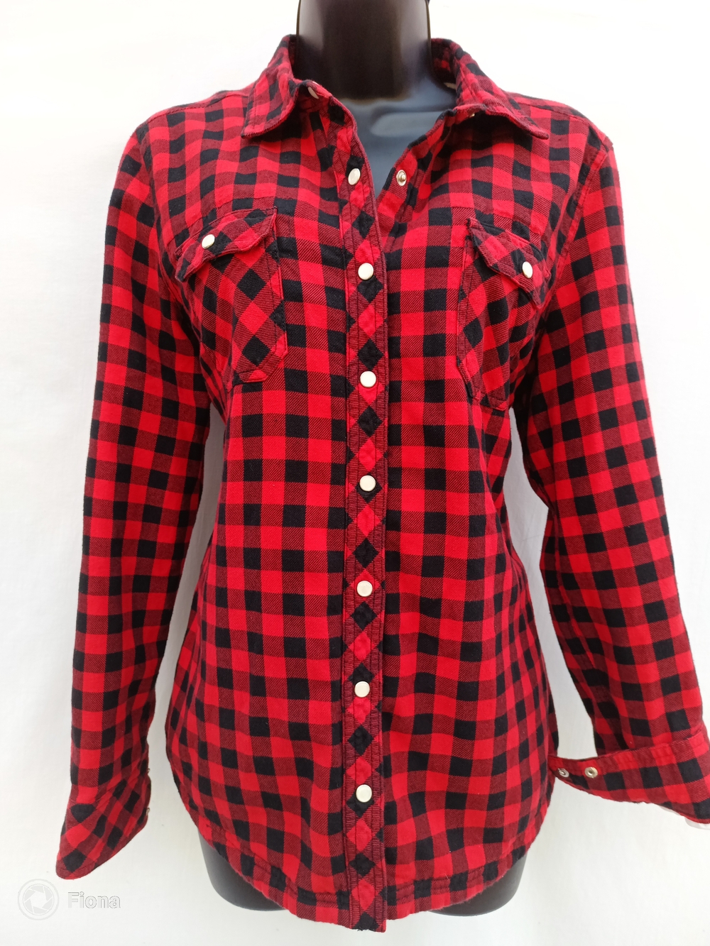 Red & Black Plaid Snap Front Insulated Jacket W Rude Slogan On Flipped Collar